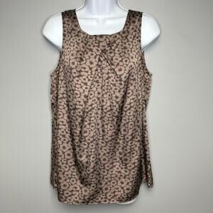 LOFT Leopard Print Brown Neutral Office Sleeveless Flowy Top Womens Sz M